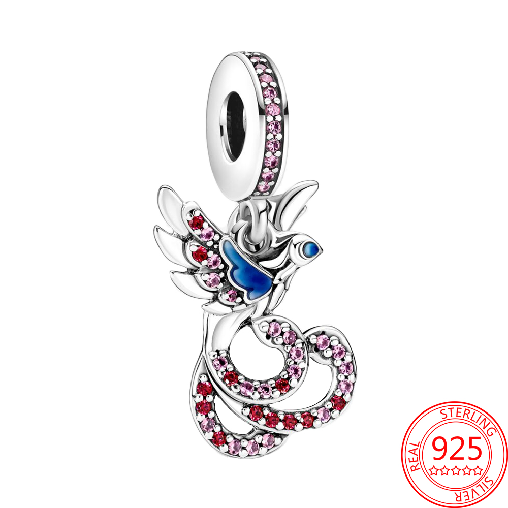 New Popular 925 Sterling Silver Charm Jewelry Colorful Zircon Charm DIY Necklace Accessories For Bracelet Fashion Charm