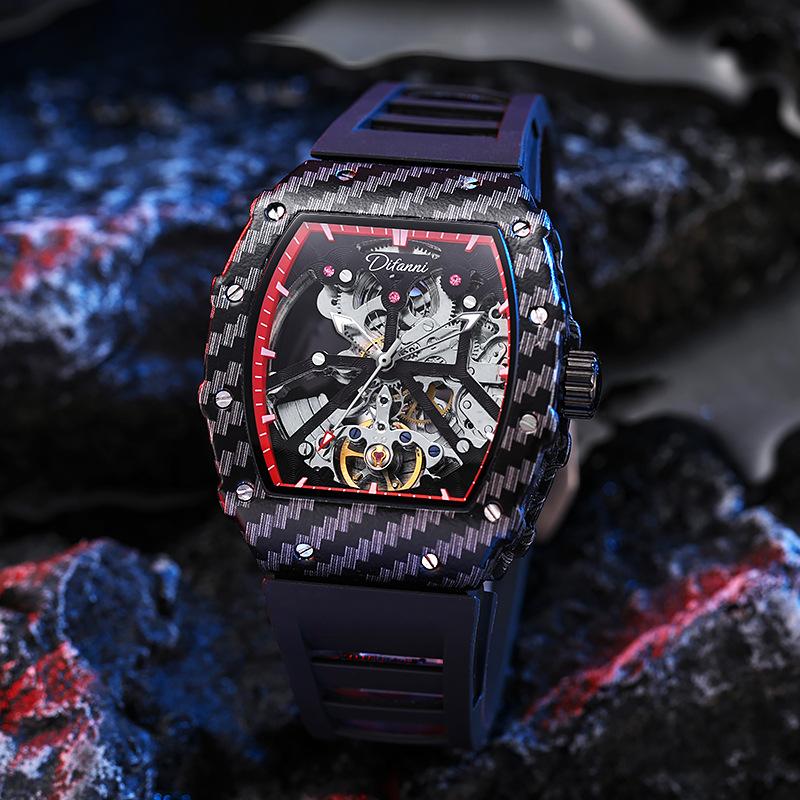 Wristwatches Transparent Black Case Luxury Casual Tonneau Shape Design Leather Strap Mens Watches Top Brand Mechanical Skeleton Watch, Jx-001-br
Wristwatches Transparent Black Case Luxury Casual Tonneau Shape Design Leather Strap Mens Watches Top Brand Mechanical Skeleton Watch, Jx-001-br