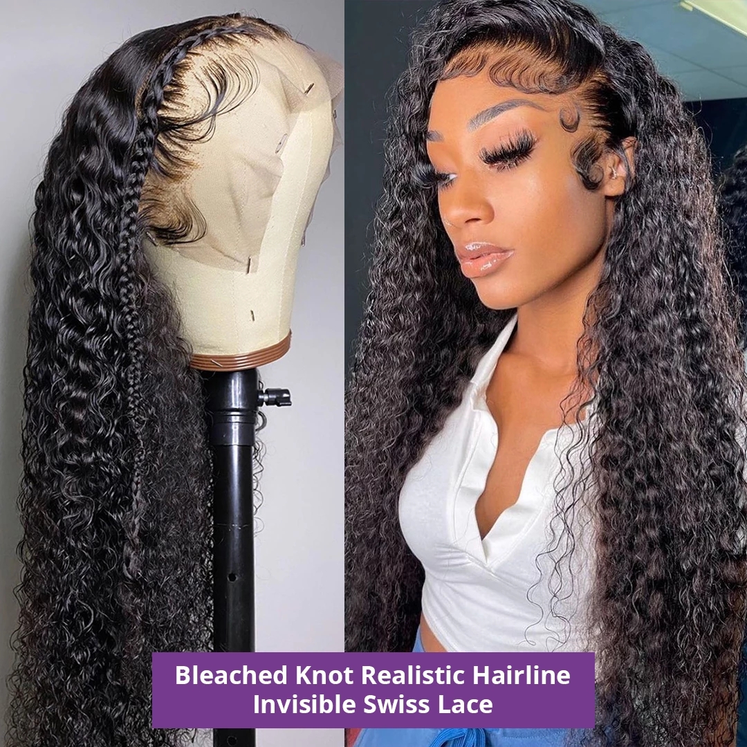 Free shipping 30 40 Inch Deep Transparent Lace Front Human Hair Wigs 250% Brazilian Water Wave Curly 13x4 Frontal Wig For Women Synthetic Heat Resista