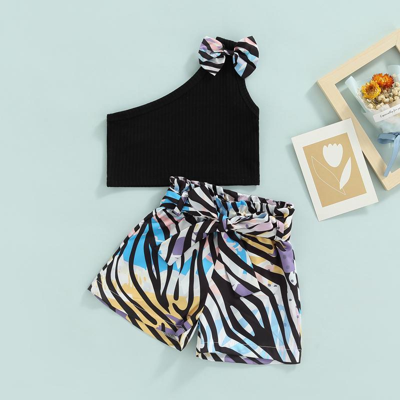 Clothing Sets Kids Summer Girls Shorts Suit Bow One-shoulder Tops Zebra Print Belted Children's 2pcsClothing, Black
Clothing Sets Kids Summer Girls Shorts Suit Bow One-shoulder Tops Zebra Print Belted Children's 2pcsClothing, Black