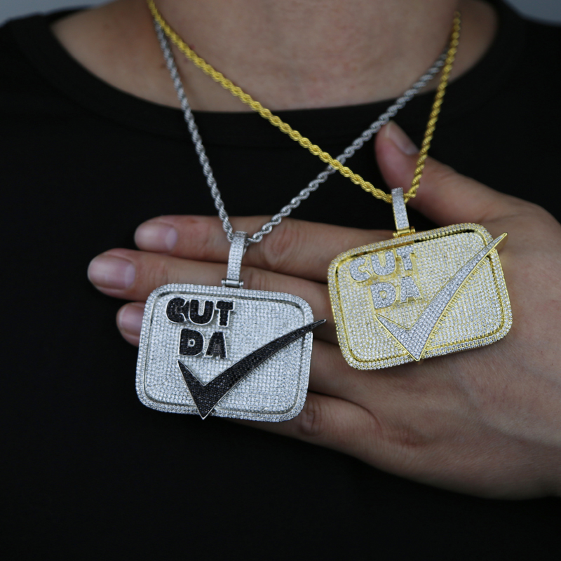 Hip Hop Cool Letters Pendant Micro Pave Cubic Zirconia Bling Fashion Charm Necklaces Jewelry for Men Women