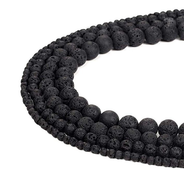 Loose 8MM Natural Rock Lava Stone Round Beads For Making Jewelry Necklace Bracelet Earrings Rings Craft Healing Raw Volcanic Gemstone Quartz Wholesale