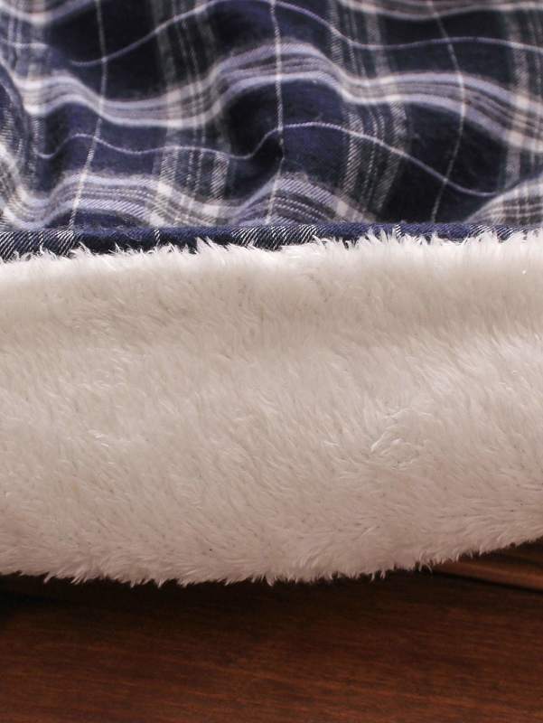 Toddler Boys 3D Ear Hooded Plaid Thermal Lined Coat SHE