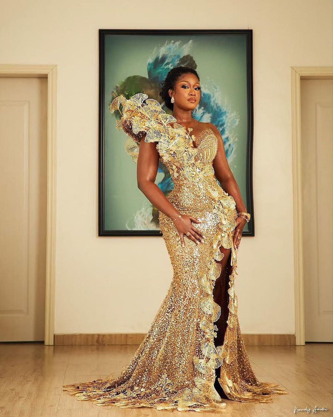 2024 Plus Size Arabic Aso Ebi Gold Luxurious Mermaid Prom Dresses Lace Beaded Evening Formal Party Second Reception Birthday Engagement Gowns Dress ZJ