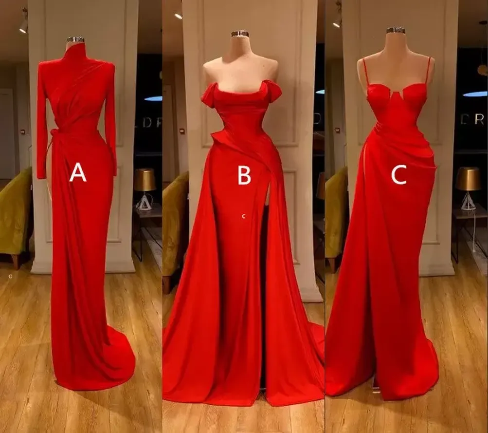 Sexy Arabic 3 Style Red Mermaid Prom Dresses High Neck Long Sleeves Evening Gown High Side Split Formal Party Bridesmaid Dress 0707, Ivory
Sexy Arabic 3 Style Red Mermaid Prom Dresses High Neck Long Sleeves Evening Gown High Side Split Formal Party Bridesmaid Dress 0707, Ivory