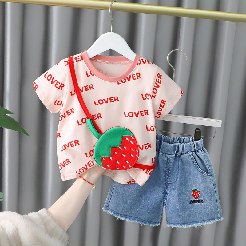 Baby Girl Clothes Sets Summer Fashion Infant Suits Straberry Style Cotton Kids Costom 1-4 Years Child Clothing 220509