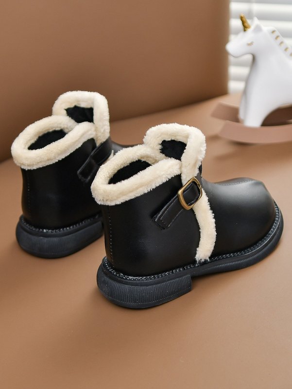 Boys Fluffy Trim Buckle Boots SHE