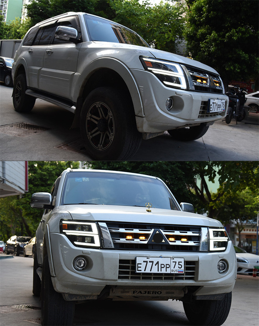 2 PCS Car Lights automotive Parts For PAJERO V93 V95 V97 Head lamps LED Headlight LED Dual Beam Lens Front Light