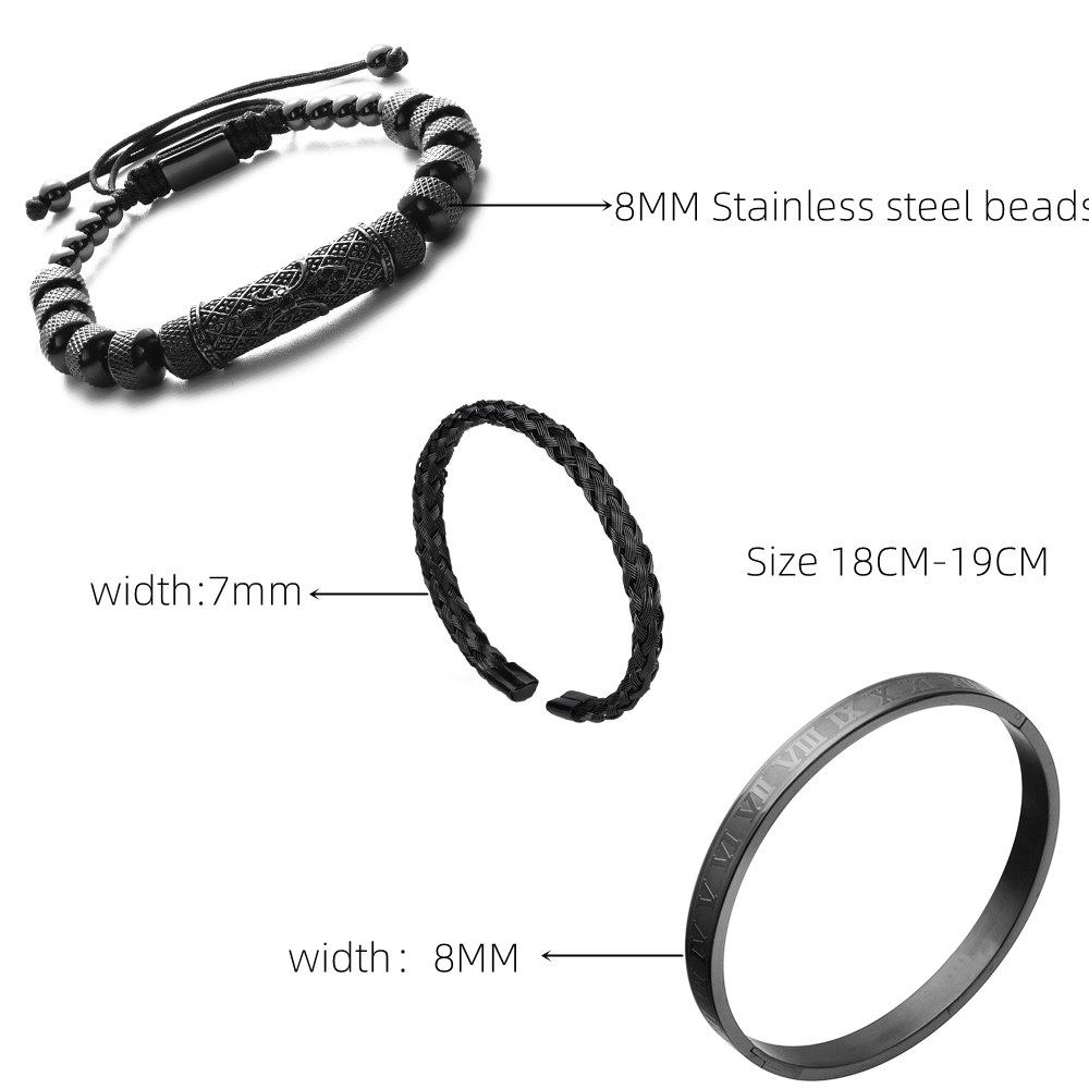 Luxury 3pcs/Set Flower Charm Gold Bangles Stainless Steel Bracelet Men Roman Number Europe Fashion Jewelry Gift For Male Female