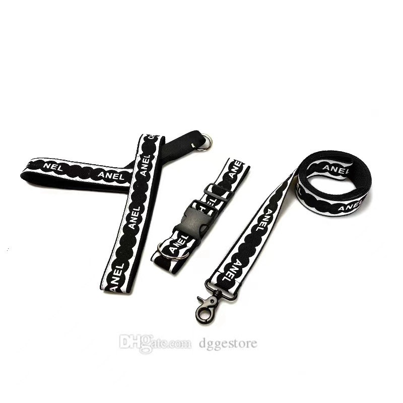 free shipping No Pull Designer Harness and Leashes Set Durable Pets Dog Collar Leash Long Rope Printed Letter Pattern Collars for Small Medium Large D