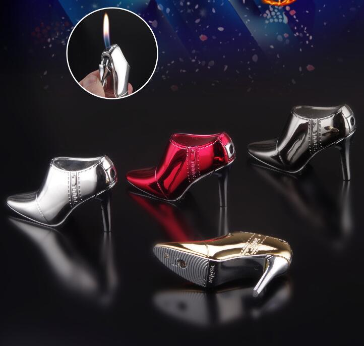Newest High Heel Lighter Shoes 3 Style Inflatable No Gas Cigar Butane Cigarette Metal Lighters Smoking Tool Accessory W260202