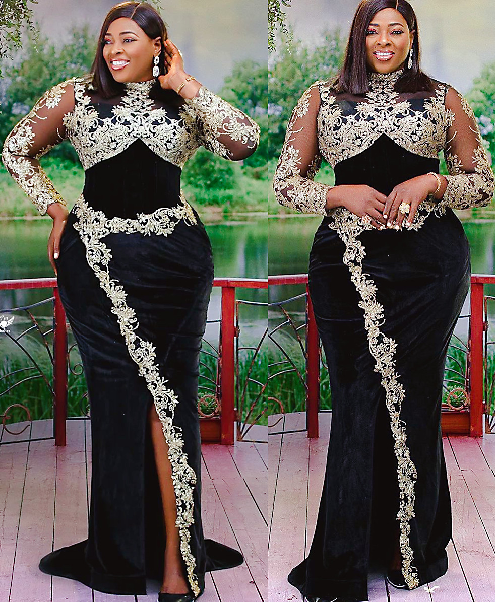 2022 Plus Size Arabic Aso Ebi Black Mermaid Sexy Prom Dresses Lace Satin Evening Formal Party Second Reception Birthday Engagement Gowns Dress ZJ111