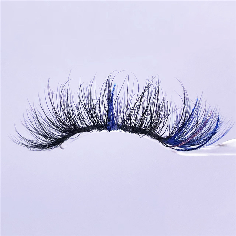 25mm Colored Lashes Wispy Fluffy Glitter 3D Mink Lash Thick Long False Eyelashes Color Eyelash Strip Multicolored for Cosplay Daily Makeup