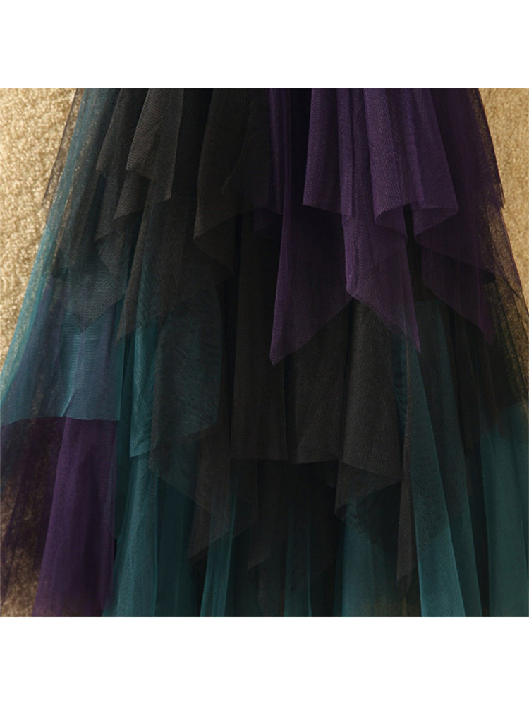TIGENA Long Tutu Tulle Skirt Women Fashion Summer Korean Irregular Contrast Color High Waist Pleated Maxi Female 220317