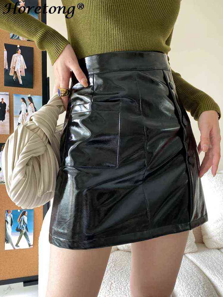 Horetong Black PU Leather Skirts Women High Waist Bright Lacquer Pocket A-line Mini Skirt New Autumn 2022 Sexy Fashion Clubwear T220819, Black skirt
Horetong Black PU Leather Skirts Women High Waist Bright Lacquer Pocket A-line Mini Skirt New Autumn 2022 Sexy Fashion Clubwear T220819, Black skirt