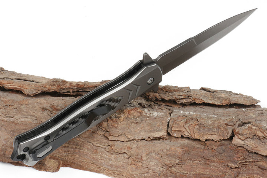 High Quality FA53 Assisted Flipper Folding Knife 440C Gray Titanium Coating Blade Stainless Steel Handle EDC Pocket Knives With Retail Box