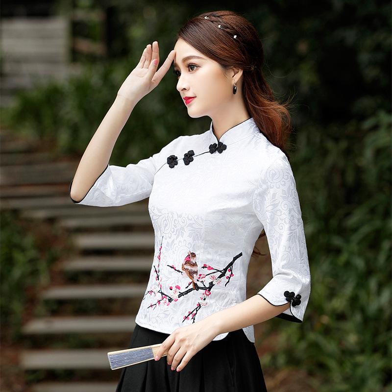 Ethnic Clothing Chinese Style Tang Female Vintage Embroidery Floral Mandarin Collar Shirt Retro Tops Satin Blouse Large Size 3XL- 5XLEthnic
Ethnic Clothing Chinese Style Tang Female Vintage Embroidery Floral Mandarin Collar Shirt Retro Tops Satin Blouse Large Size 3XL- 5XLEthnic