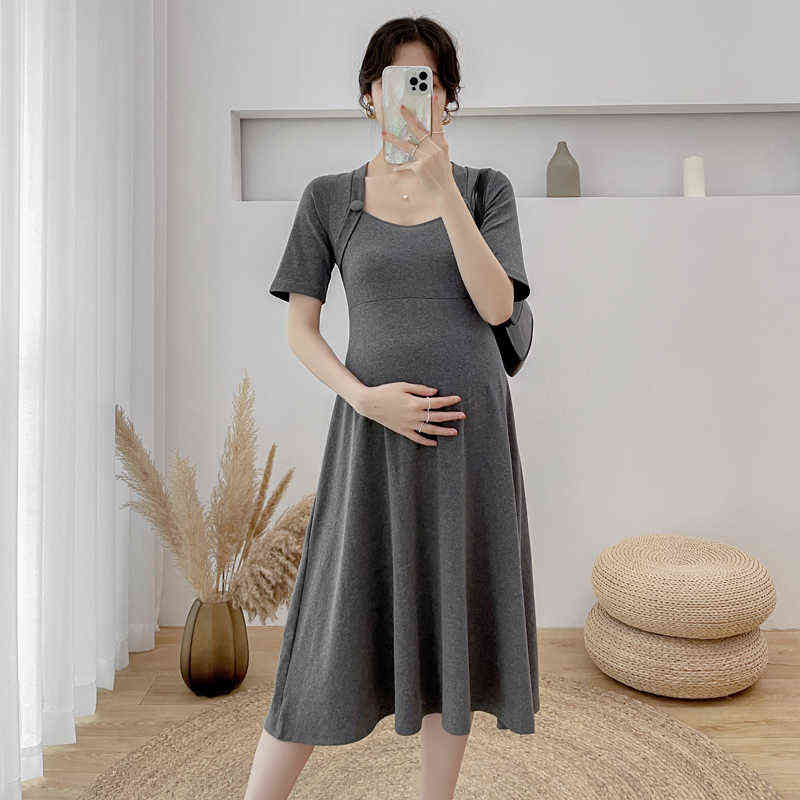 8305 Summer Thin Knitted Cotton Maternity Dress Elegant A Line Slim Clothes for Pregnant Women Casual OL Work Pregnancy Clothing G220418, Black
8305 Summer Thin Knitted Cotton Maternity Dress Elegant A Line Slim Clothes for Pregnant Women Casual OL Work Pregnancy Clothing G220418, Black