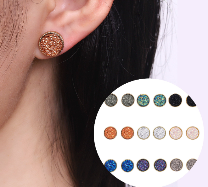 Simple High Quality Alloy Resin Crystal Tooth Earrings Fashion Accessories Geometric round Mineral Surface Crystal Earrings
Simple High Quality Alloy Resin Crystal Tooth Earrings Fashion Accessories Geometric round Mineral Surface Crystal Earrings