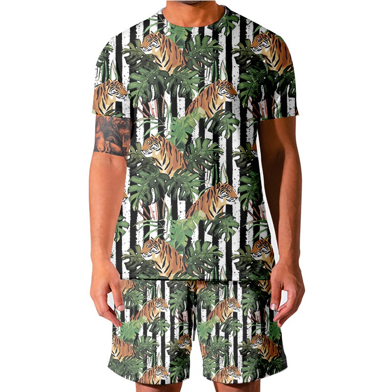 Shorts Set Men Summer Leaf tiger Suit Fashion Print TShirt Shorts Sportswears 2 Piece Sets Male Jogger Tracksuit 220622, T-shirt
Shorts Set Men Summer Leaf tiger Suit Fashion Print TShirt Shorts Sportswears 2 Piece Sets Male Jogger Tracksuit 220622, T-shirt