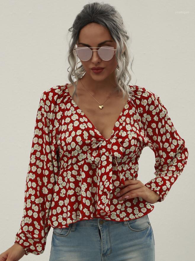 Spring Autumn Women Sexy V-neck Blouses Red Floral Print Blouse Shirts Fashion Long Sleeve Daisy Top For Female Women, As pic
Spring Autumn Women Sexy V-neck Blouses Red Floral Print Blouse Shirts Fashion Long Sleeve Daisy Top For Female Women, As pic