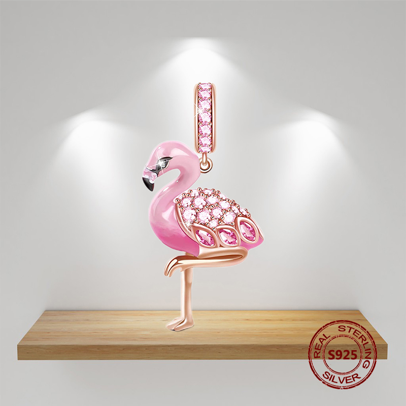 S925 Sterling Silver Pendant Charms for Original box Rose Gold Eros Cross Flamingo European Bead Charms Bracelet Necklace