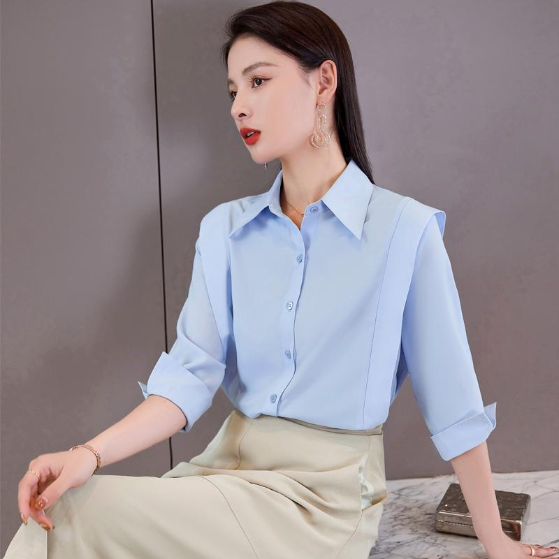 Women' Blouses & Shirts Fashion Women & Half Sleeve Blue Office Ladies Uniform Top Work ClothesWomen, Shirt only
Women' Blouses & Shirts Fashion Women & Half Sleeve Blue Office Ladies Uniform Top Work ClothesWomen, Shirt only