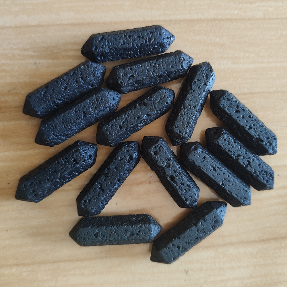Hexagon Prism Lava Stone Charms Aromatherapy Essential Oil Perfume Diffuser Pendant For Lava Necklace Jewelry Making