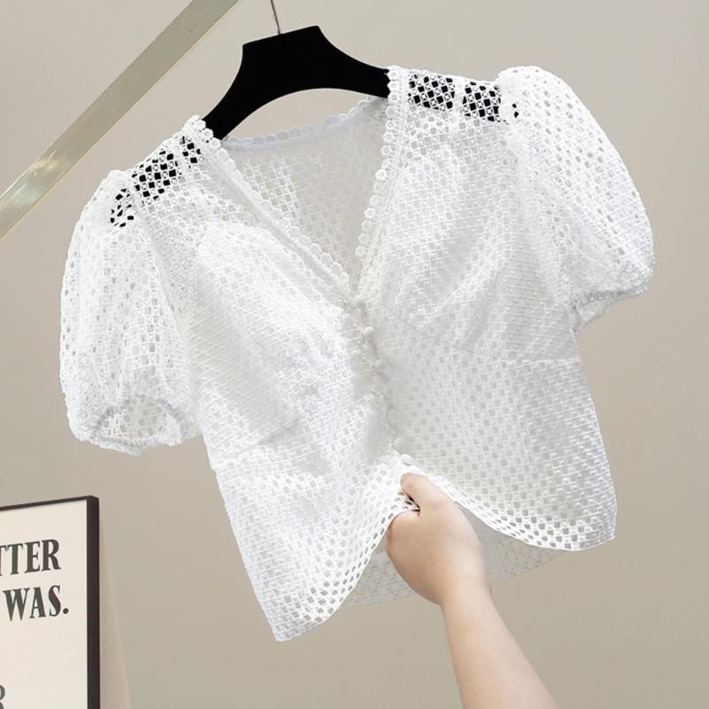 Women' Blouses & Shirts Hollow Puff Sleeve Black Tops Women Shirt Fashion 2022 Summer Korean Sexy V-neck White Slim Ladies Short Lace Blous
Women' Blouses & Shirts Hollow Puff Sleeve Black Tops Women Shirt Fashion 2022 Summer Korean Sexy V-neck White Slim Ladies Short Lace Blous
