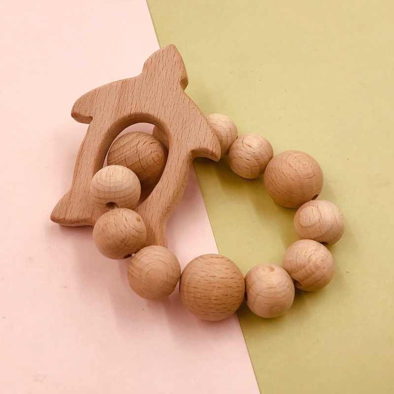 Natural Wooden Pacifier Ring clips Teethers for Baby Health Care Accessories Infant Fingers Exercise Toys Colorful Silicon Beaded Soother