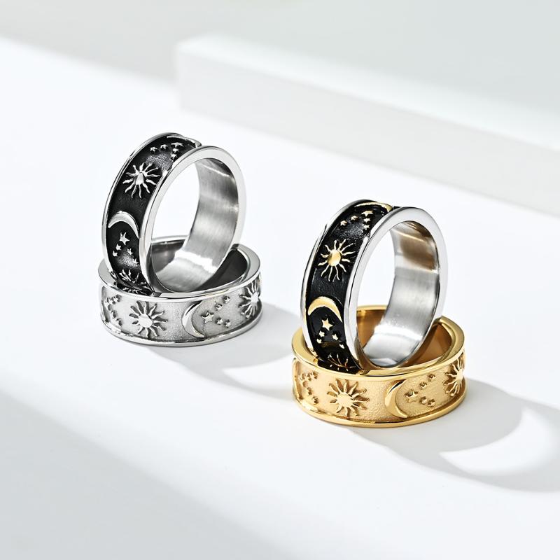 Cluster Rings Vintage Couple Stars Moon Charm Ring Stainless Steel Gutta Percha Women Men Fashion Jewelry Accessory GiftsCluster
Cluster Rings Vintage Couple Stars Moon Charm Ring Stainless Steel Gutta Percha Women Men Fashion Jewelry Accessory GiftsCluster