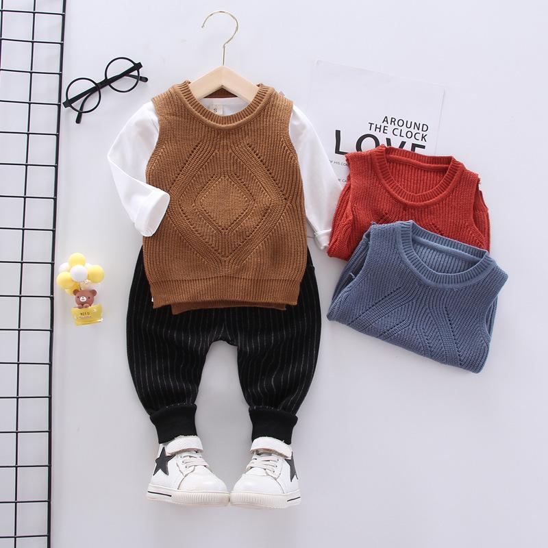 Clothing Sets A Generation Of Fat CHILDREN'S Suit Autumn Boys' Knitted Vest Korean-style Small Long Sleeve Sweater, Brown
Clothing Sets A Generation Of Fat CHILDREN'S Suit Autumn Boys' Knitted Vest Korean-style Small Long Sleeve Sweater, Brown