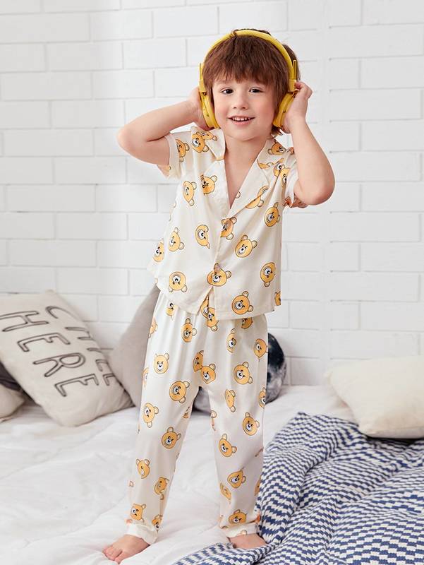 Toddler Boys All Over Cartoon Graphic PJ Set SHE