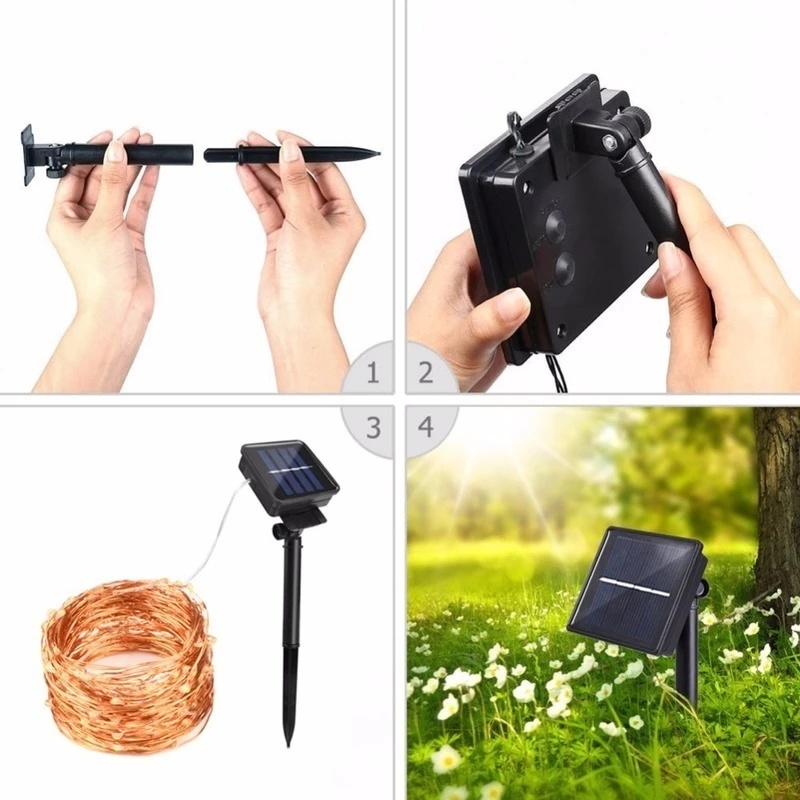 LED Solar Light Outdoor Waterproof Fairy Garland String Lights Christmas Party Garden Solar Lamp Decoration 5/110/20/30/40 M Strips Cooper Wire warm W