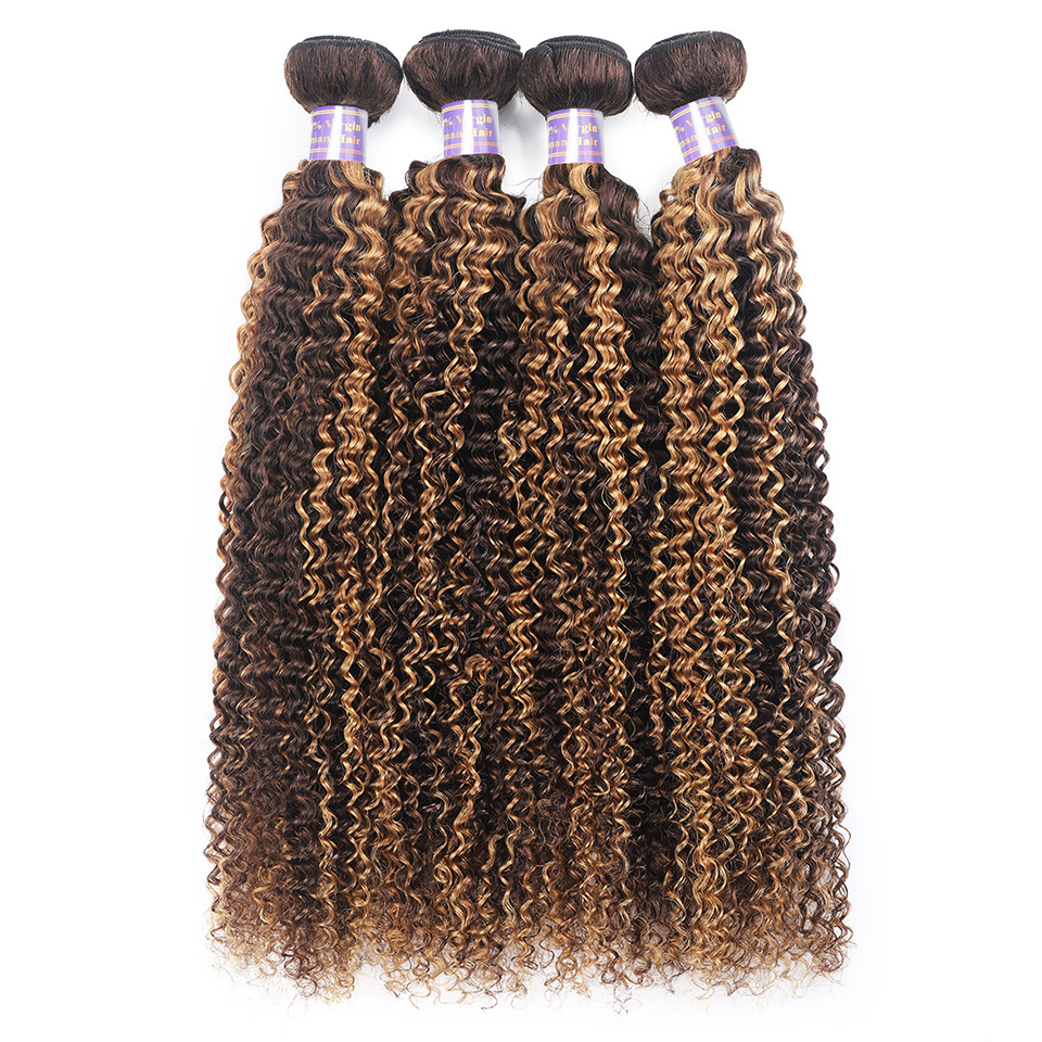 3 Bundles Brazilian Human Hair Highlight P4/27 Honey Blonde Brown Remy Extensions 100g/pcs Weaving