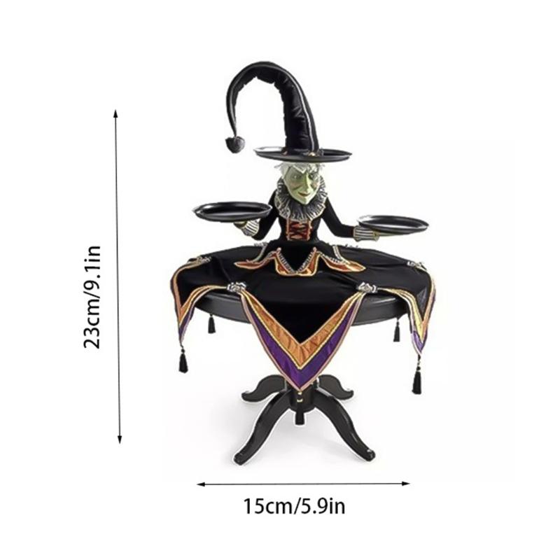 Dishes Plates Halloween Witch Tabletop Server With Harlequin Tablecloth Cupcake Display Stand Home Decoration Resin Statue TrayD917752354