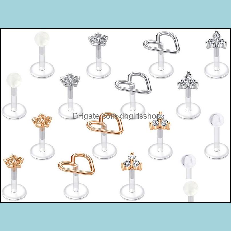 Nose Rings Studs Body Jewelry 16G Clear Labret Lip Plastic Tragus Earrings Cartilage Helix Earring Flexible Earlobe Bi Dhkqs
Nose Rings Studs Body Jewelry 16G Clear Labret Lip Plastic Tragus Earrings Cartilage Helix Earring Flexible Earlobe Bi Dhkqs