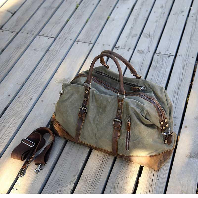 Duffel Bags Large Capacity Men's Hand Travel Bag Waterproof Oil Wax Canvas Messenger Luggage With Crazy Horse LeatherDuffel, Black
Duffel Bags Large Capacity Men's Hand Travel Bag Waterproof Oil Wax Canvas Messenger Luggage With Crazy Horse LeatherDuffel, Black