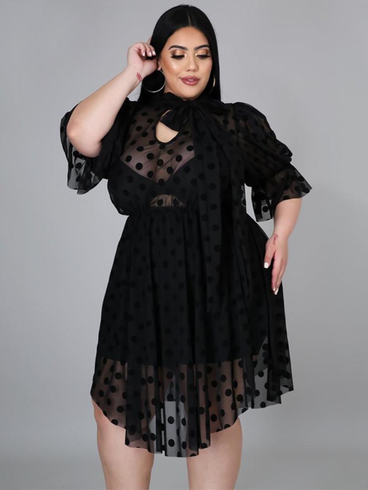 Plus Size Dresses See Through Black Polka Dot Women Irregular Empire Transparent Half Sleeve African Dress 4XL 5XL Party RobesPlus
Plus Size Dresses See Through Black Polka Dot Women Irregular Empire Transparent Half Sleeve African Dress 4XL 5XL Party RobesPlus