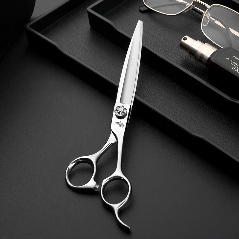 7.0 inch Silver Professional Hair Scissors Japan 440C Steel Hair Cutting Barber Shears High Quality Styling Flat Teeth Blades 220621
