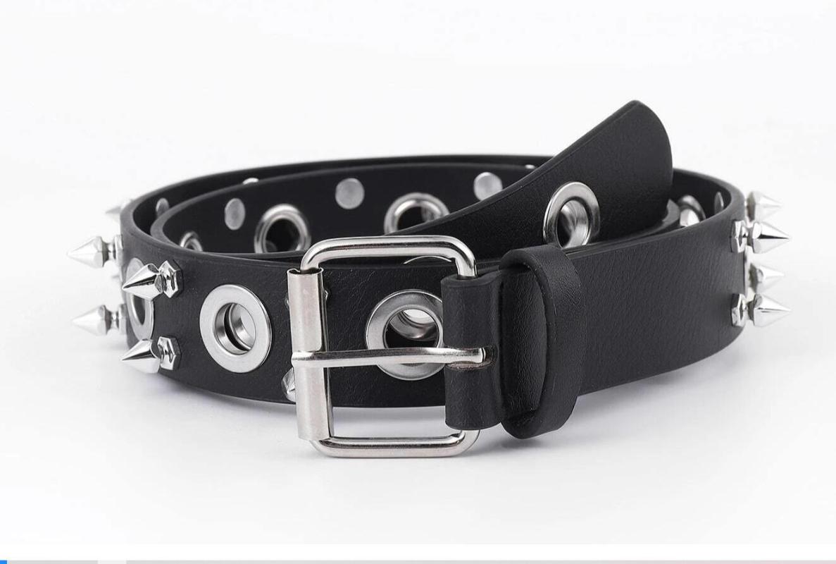 Belts Fashion Grommets Spikes Decor Punk For WomenBelts, Black