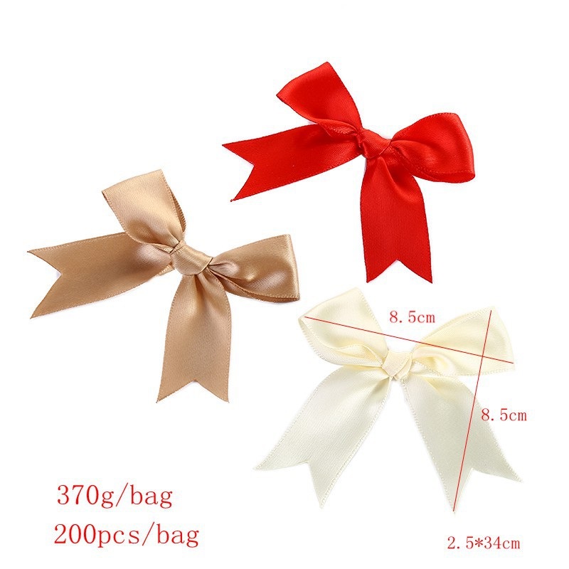Wedding Decorations 200Pcs 8.5*8.5cm Satin Ribbon Bows Knot Craft Bows Pink White Small Flower Gift Tie Decoration Bow Bowknot DIY Birth Party