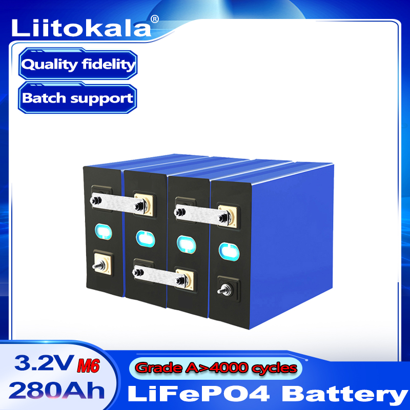 LiitoKala Grade A 3.2V 280Ah lifepo4 battery pack DIY 12V 24V 48V 280AH rechargeable for electric scooter RV solar storage system
LiitoKala Grade A 3.2V 280Ah lifepo4 battery pack DIY 12V 24V 48V 280AH rechargeable for electric scooter RV solar storage system