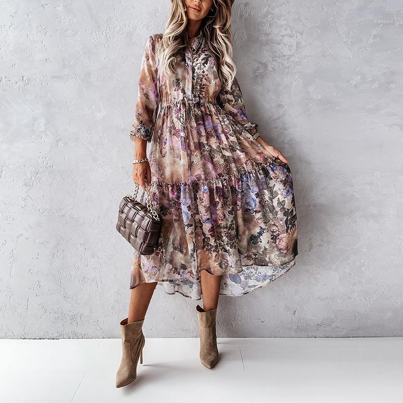 Casual Dresses Long Dress Women 2022 Boho Floral Print Sleeve Elegant For Turn Down Collar Evening Maxi Femme Vestidos, Brown
Casual Dresses Long Dress Women 2022 Boho Floral Print Sleeve Elegant For Turn Down Collar Evening Maxi Femme Vestidos, Brown
