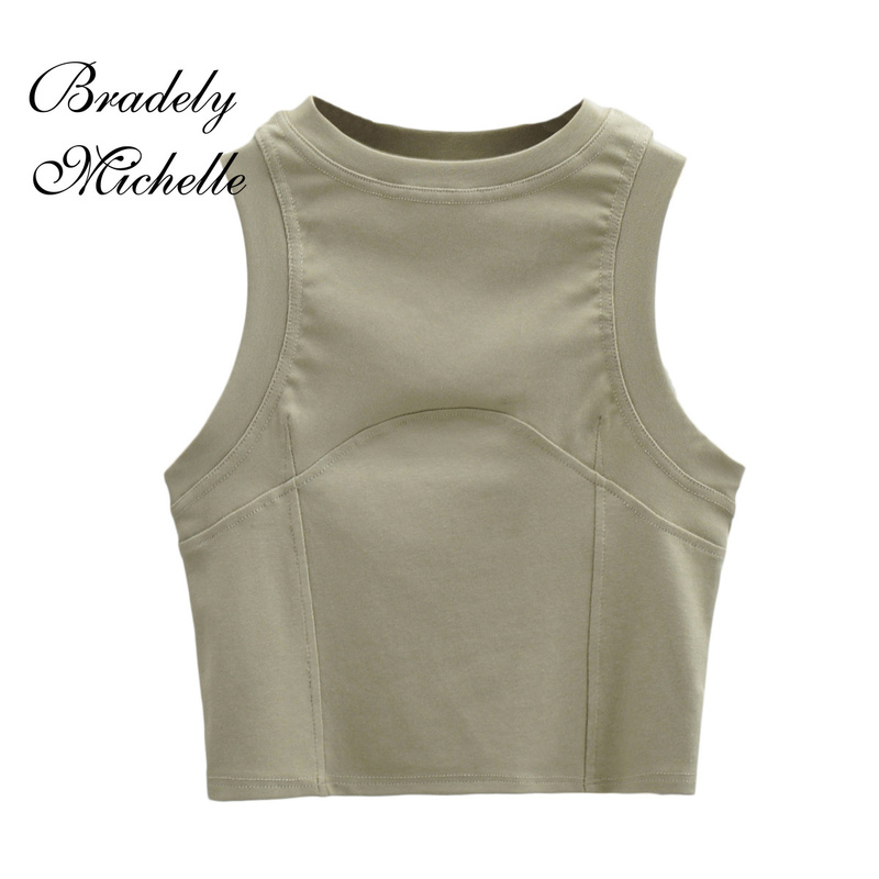 BRADELY MICHELLE Girls Summer Arrival Short Casual Half High Collar Solid Color Knitted Vintage Tights Tanks 220316