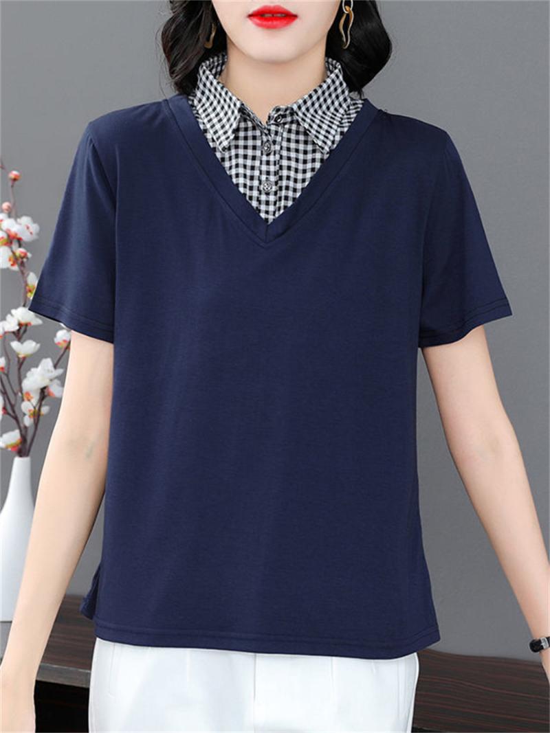 Women's Blouses & Shirts Women Spring Summer Lady Fashion Casual Short Sleeve Turn-down Collar Cotton T-shirt Blusas Tops2494Women's, Blue
Women's Blouses & Shirts Women Spring Summer Lady Fashion Casual Short Sleeve Turn-down Collar Cotton T-shirt Blusas Tops2494Women's, Blue