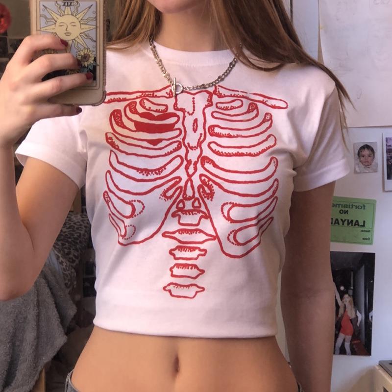 Punk E-girl Tee Gothic Skull Print T-shirt 90s Streetwear Summer Womens Vintage Casual O-neck Basic Crop Top Y2k Slim, Gold
Punk E-girl Tee Gothic Skull Print T-shirt 90s Streetwear Summer Womens Vintage Casual O-neck Basic Crop Top Y2k Slim, Gold