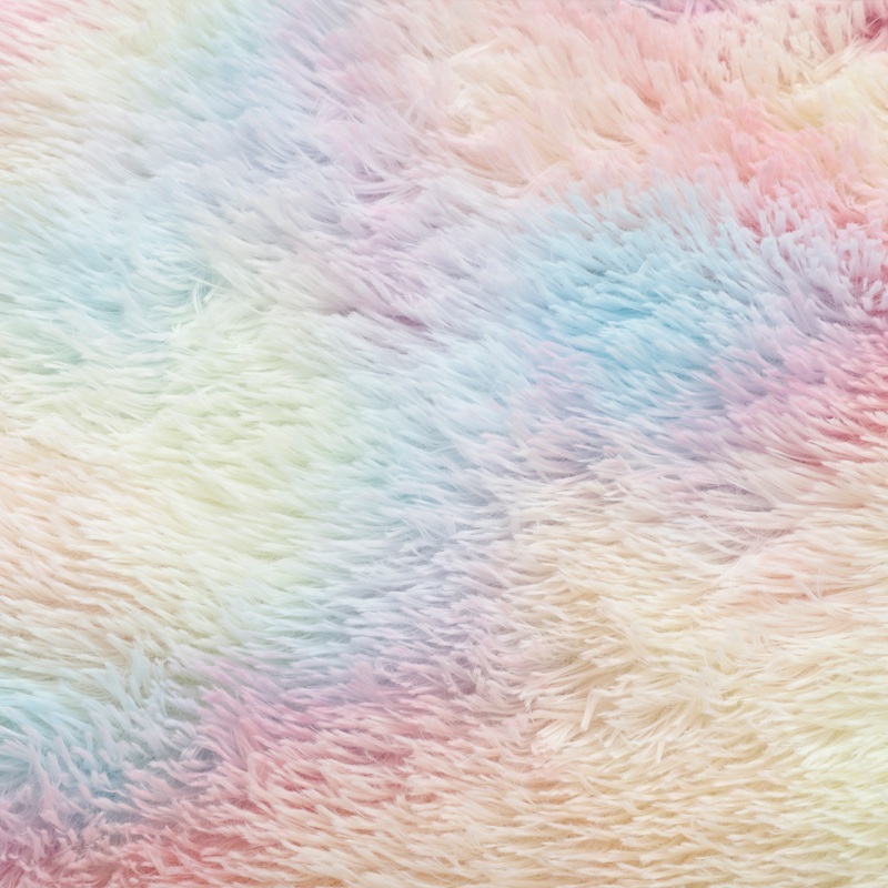 Round Plush Carpet Shaggy Fluffy Rugs for Living Room Bedroom Floor Mats Bedside Area Rainbow Soft Kids Mat 220315 H260226