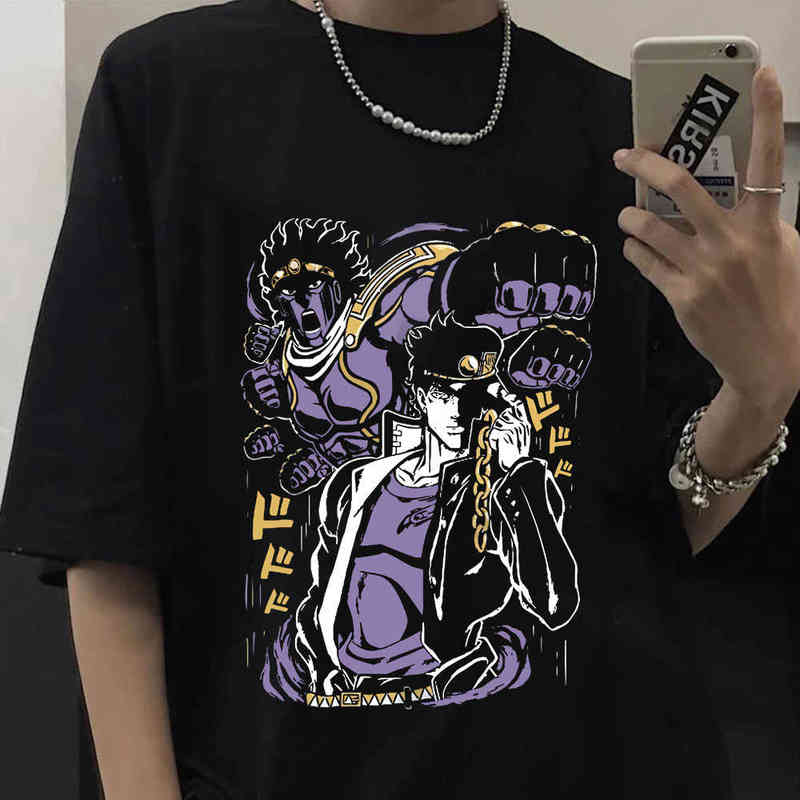 Japanese Anime Jojo Bizarre Adventure T Shirt Jotaro Star Platinum Manga Graphic T-shirts Men Women Fashion Loose Casual Tees Y220630, Yellow
Japanese Anime Jojo Bizarre Adventure T Shirt Jotaro Star Platinum Manga Graphic T-shirts Men Women Fashion Loose Casual Tees Y220630, Yellow