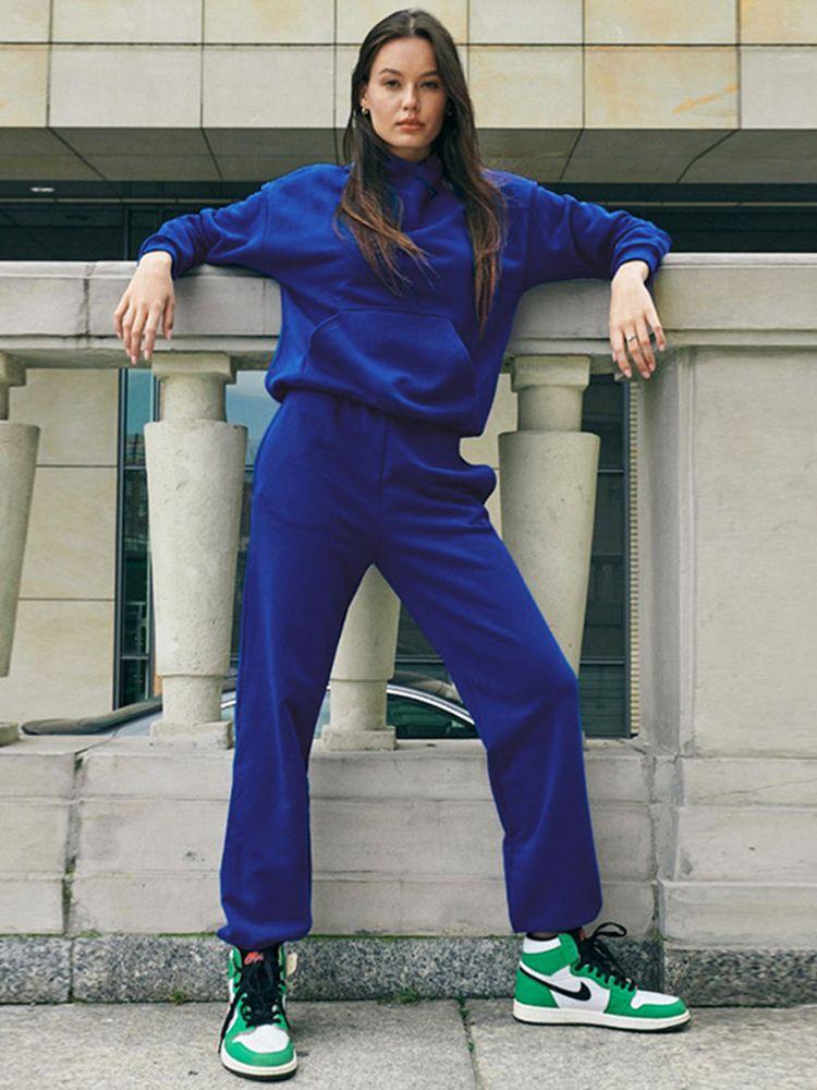 Women' Two Piece Pants Blue Sport Hoodie Sets Tracksuit Women Knitting Cotton Pullover Sweatshirt And Sweatpants Pieces Set Autumn OutfitWo
Women' Two Piece Pants Blue Sport Hoodie Sets Tracksuit Women Knitting Cotton Pullover Sweatshirt And Sweatpants Pieces Set Autumn OutfitWo